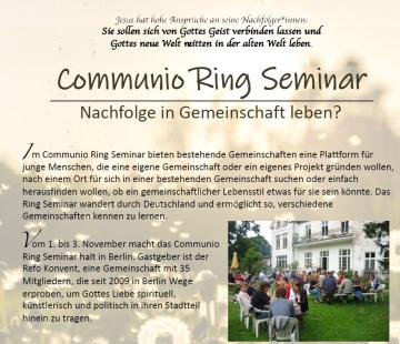 Communio Ring Seminar: Nachfolge in Gemeinschaft leben?